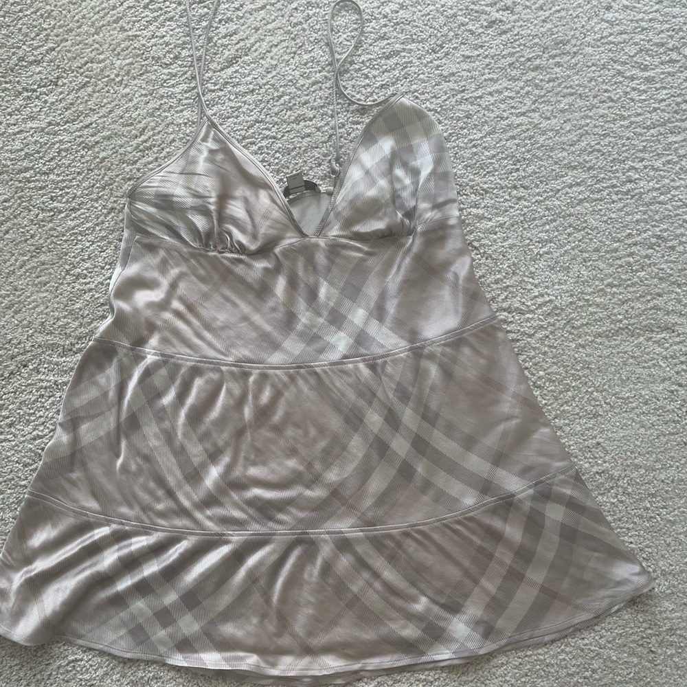 Authentic Burberry check silk nightgown.